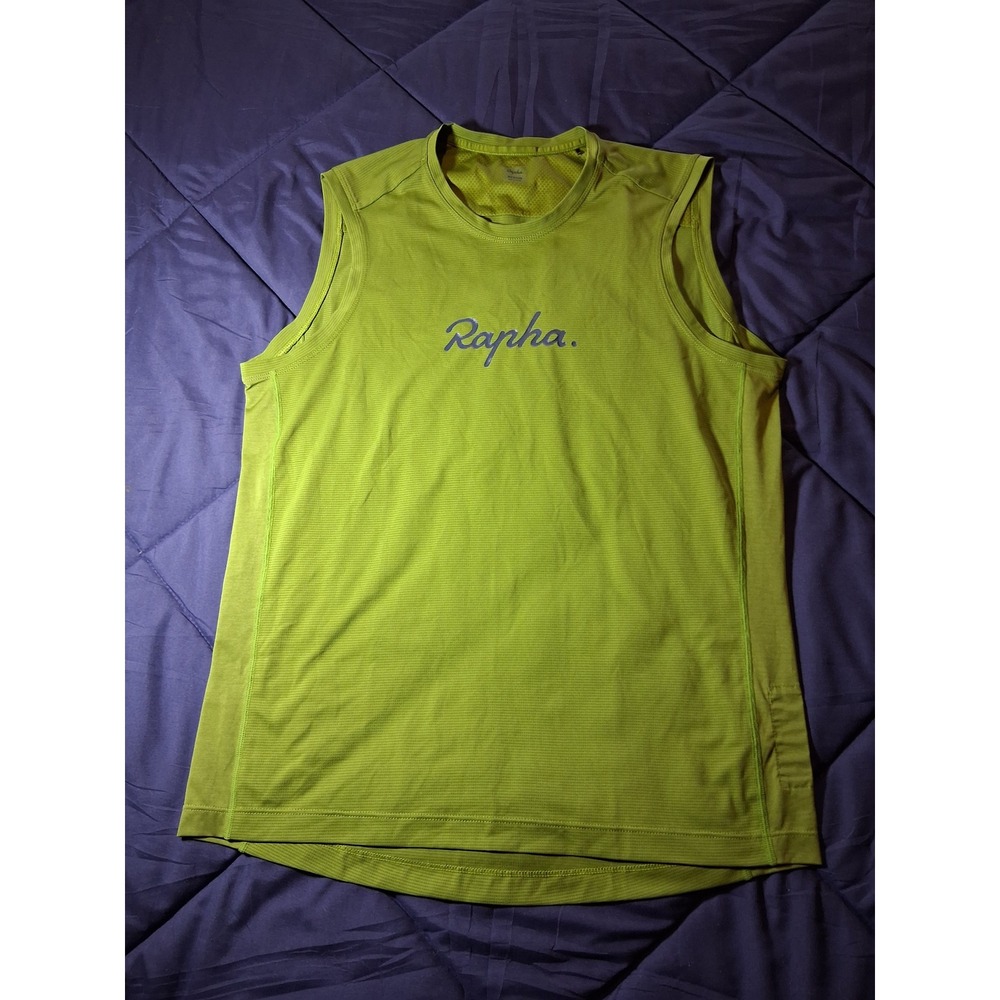 Rapha Mens Sleeveless Cycling Base Layer Mesh Lime Green Medium Logo